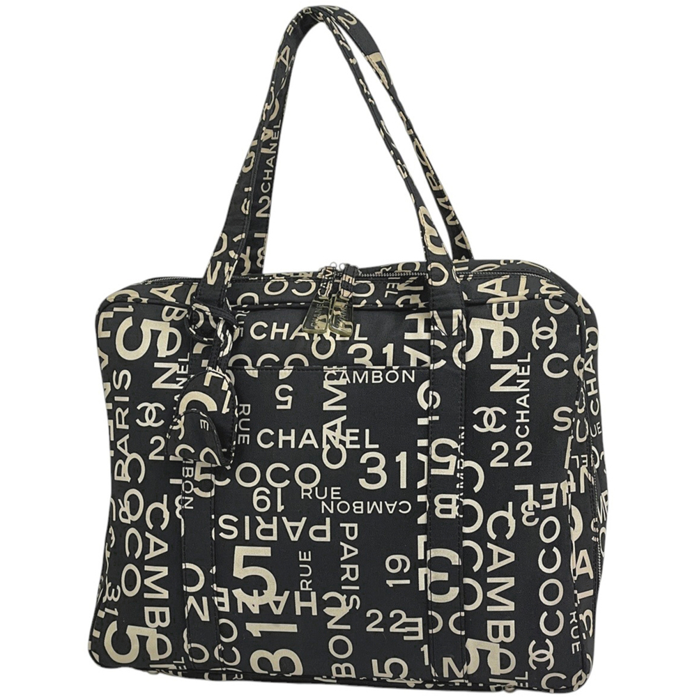 Chanel By C Tote Bag Handbag Canvas Black White Women's